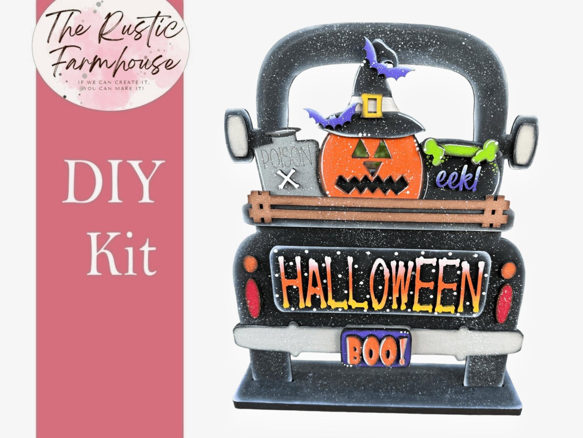 Interchangeable Farmhouse Halloween Pumpkin Truck Insert, Seasonal Truck, DIY Truck Kit, Interchangeable Farmhouse - RusticFarmhouseDecor