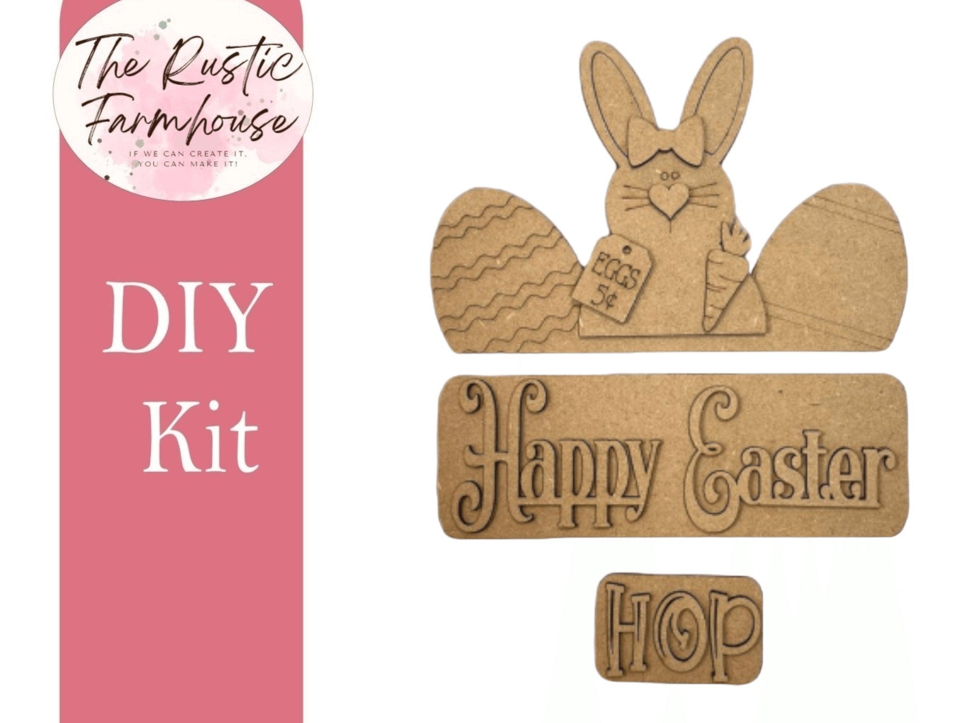 Interchangeable Farmhouse Happy Easter Insert, Seasonal Truck, DIY Truck Kit, Interchangeable Farmhouse Truck DIY Kit, Breadboard Insert - RusticFarmhouseDecor