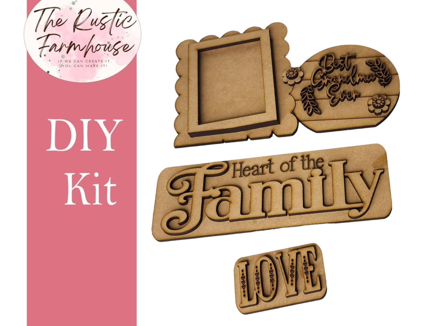 Interchangeable Farmhouse Heart of the Family Insert, Seasonal Truck, Interchangeable Farmhouse Truck DIY Kit, Breadboard Insert - RusticFarmhouseDecor