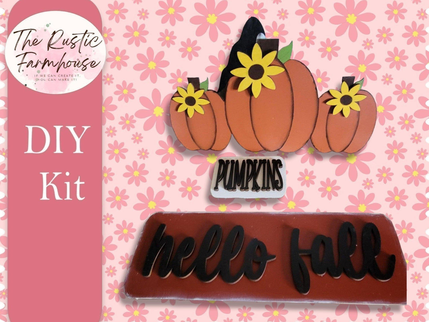 Interchangeable Farmhouse Hello Fall Insert, Seasonal Truck, DIY Truck Kit, Interchangeable Farmhouse Truck DIY Kit, Truck Insert - RusticFarmhouseDecor