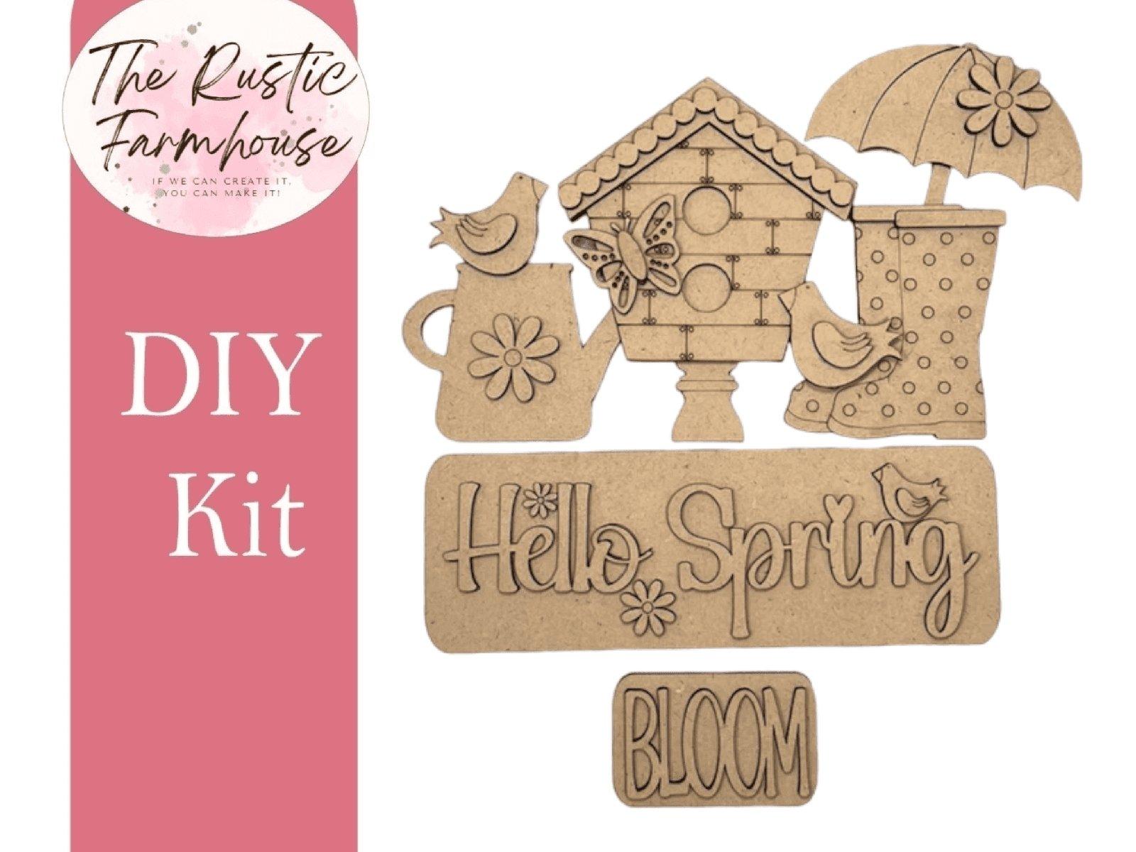 Interchangeable Farmhouse Hello Spring Insert, Seasonal Truck, DIY Truck Kit, Interchangeable Farmhouse Truck DIY Kit, Breadboard Insert - RusticFarmhouseDecor