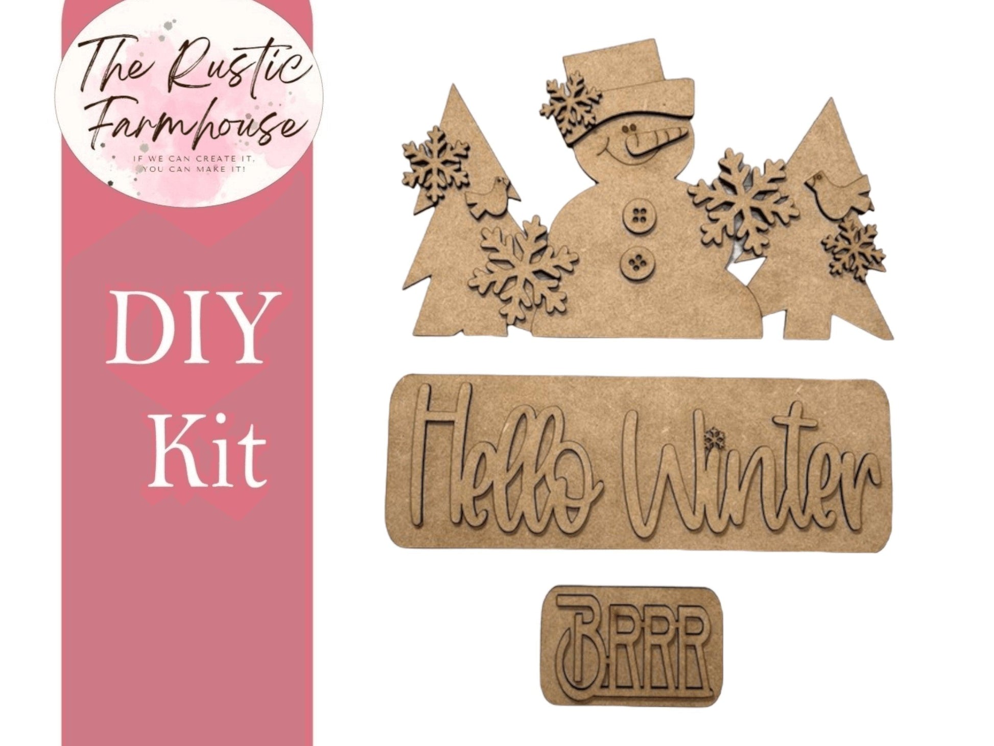 Interchangeable Farmhouse Hello Winter Insert, Seasonal Truck, DIY Truck Kit, Interchangeable Farmhouse Truck DIY Kit, Breadboard Insert - RusticFarmhouseDecor