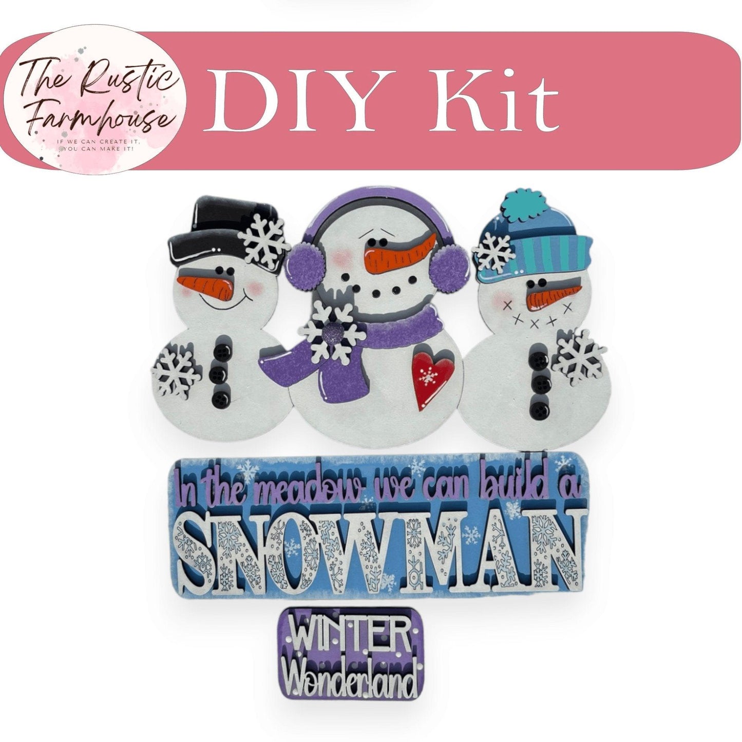 Interchangeable Farmhouse In the Meadow We Can Build a Snowman Insert, Seasonal Truck, DIY Truck Kit, Interchangeable Farmhouse Truck DIY Kit, Breadboard Insert - RusticFarmhouseDecor