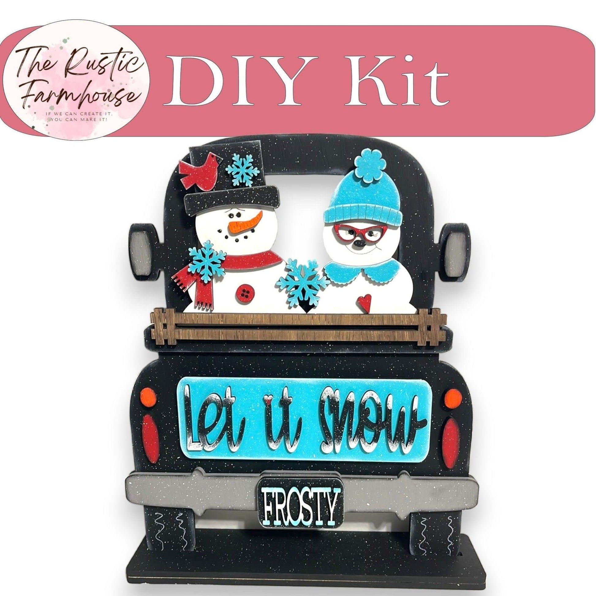 Interchangeable Farmhouse Let It Snow Insert, Seasonal Truck, DIY Truck Kit, Interchangeable Farmhouse Truck DIY Kit, Truck Insert - RusticFarmhouseDecor