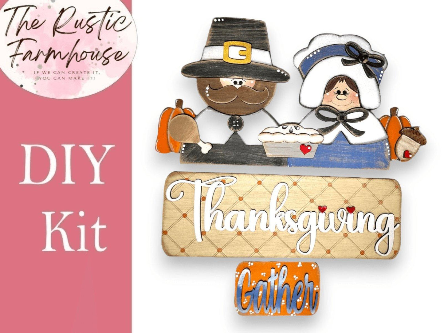 Interchangeable Farmhouse Thanksgiving Pilgrim Insert, Seasonal Truck, DIY Truck Kit, Interchangeable Farmhouse Truck DIY Kit, Breadboard Insert - RusticFarmhouseDecor