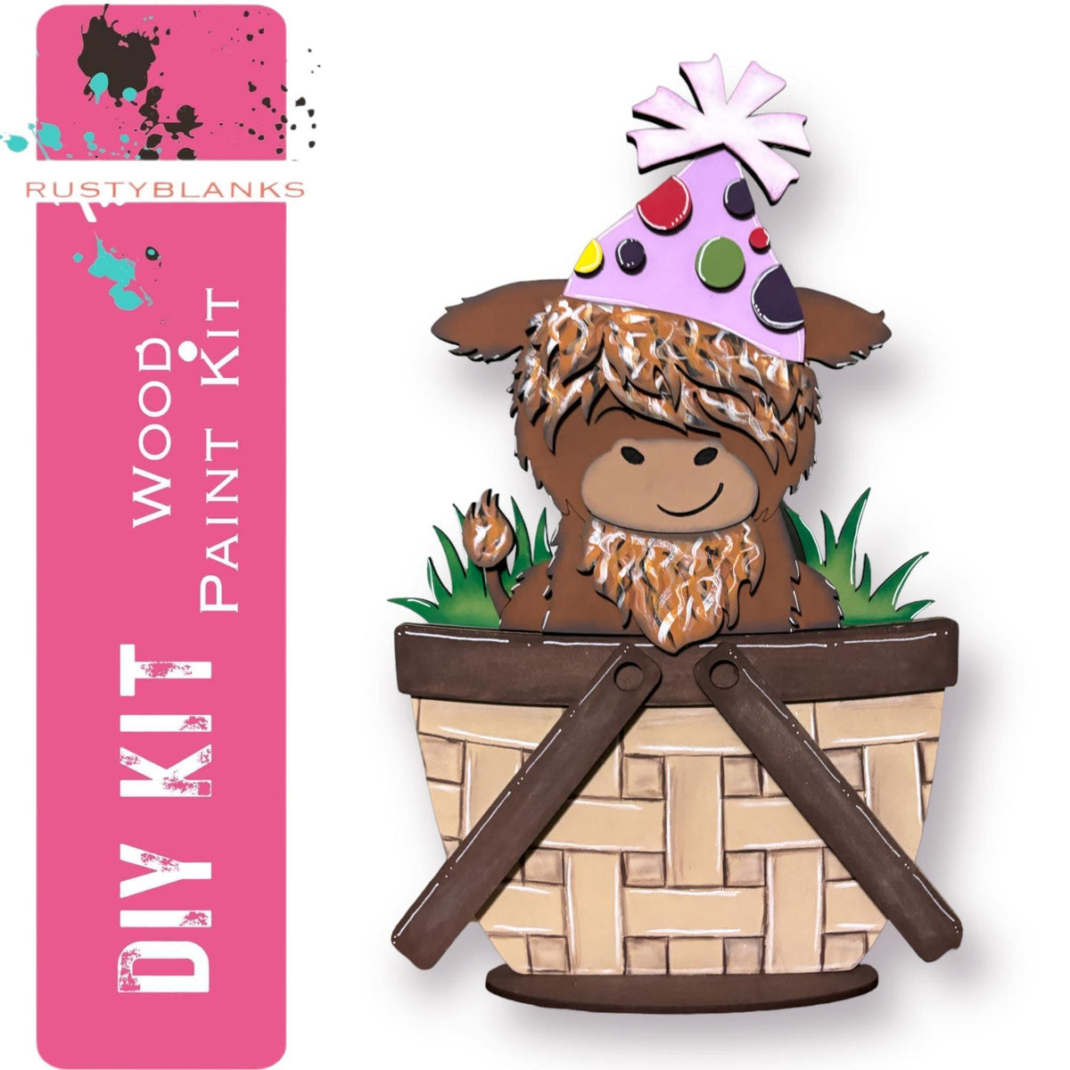 Interchangeable Highland Cow Insert for Flower Basket - RusticFarmhouseDecor