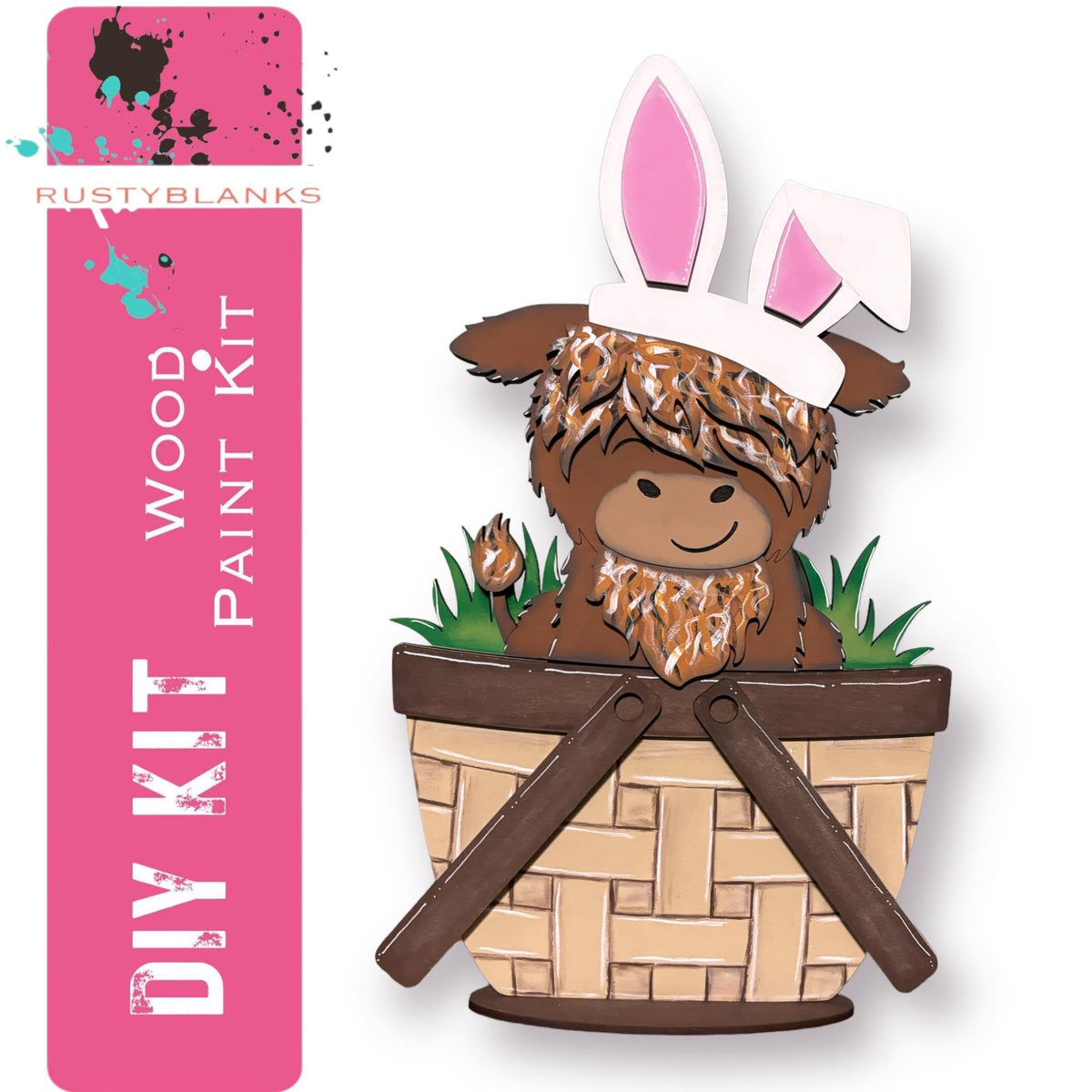 Interchangeable Highland Cow Insert for Flower Basket - RusticFarmhouseDecor