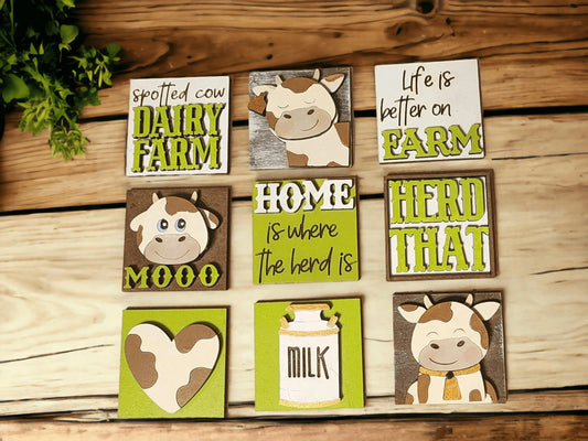 Interchangeable Mini Cow Tiles DiY Kit - RusticFarmhouseDecor