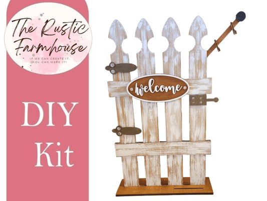 Interchangeable Porch Welcome Fence DIY Craft Kit - RusticFarmhouseDecor