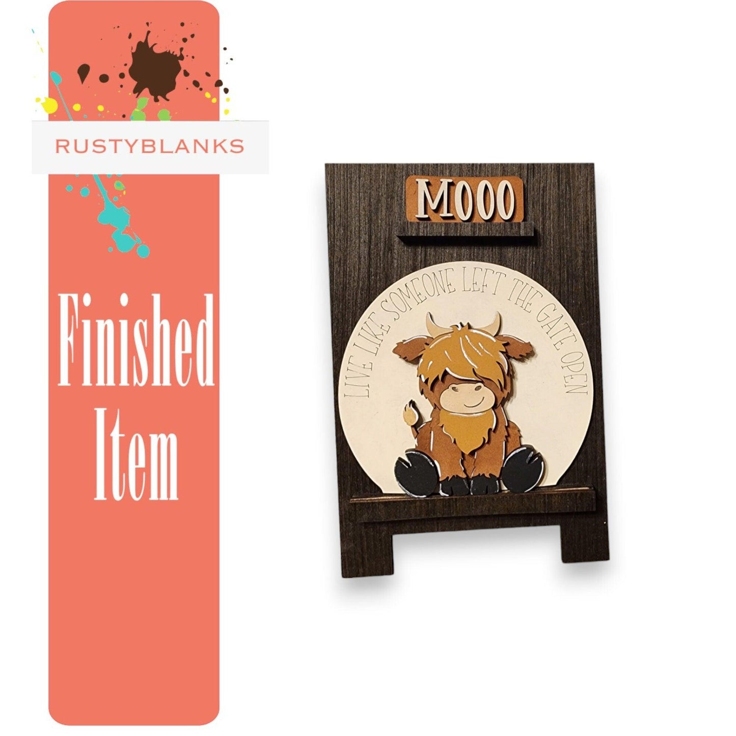 Interchangeable Premade Easel and Highland Cow Insert Set - RusticFarmhouseDecor