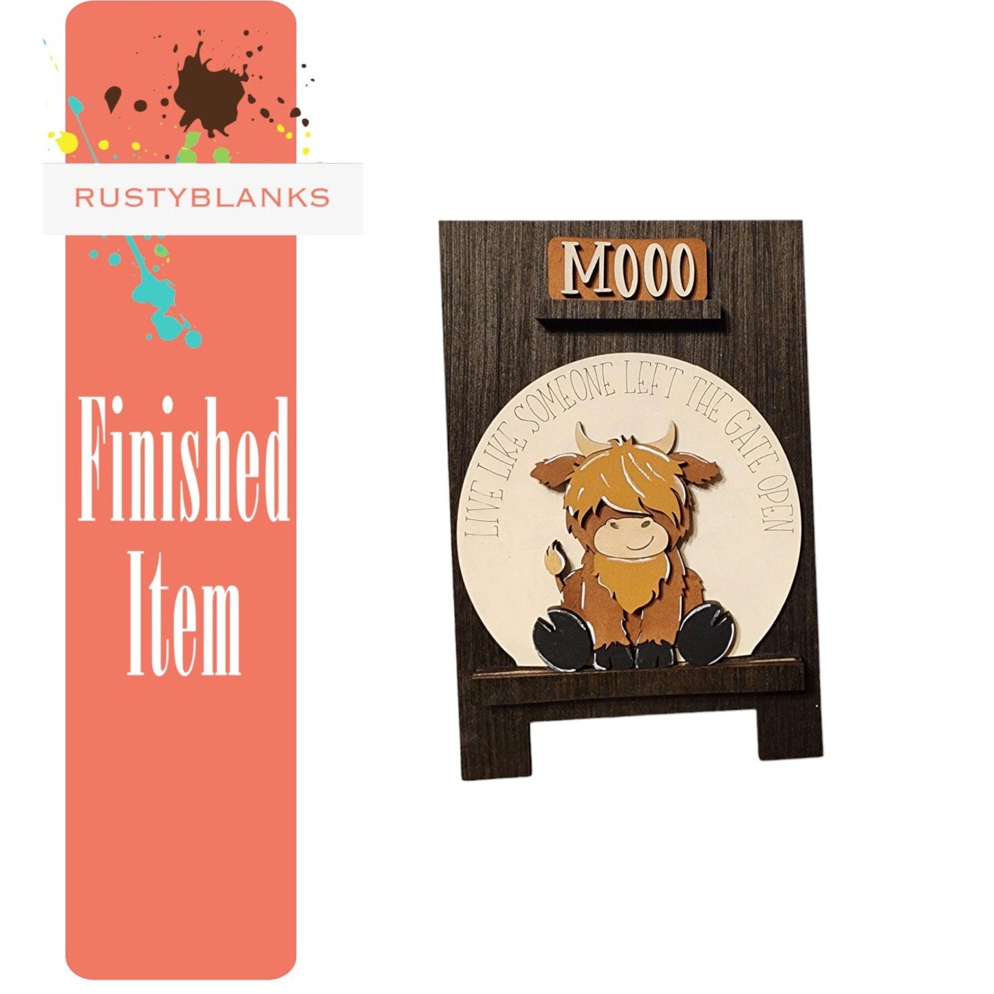 Interchangeable Premade Easel and Highland Cow Insert Set - RusticFarmhouseDecor