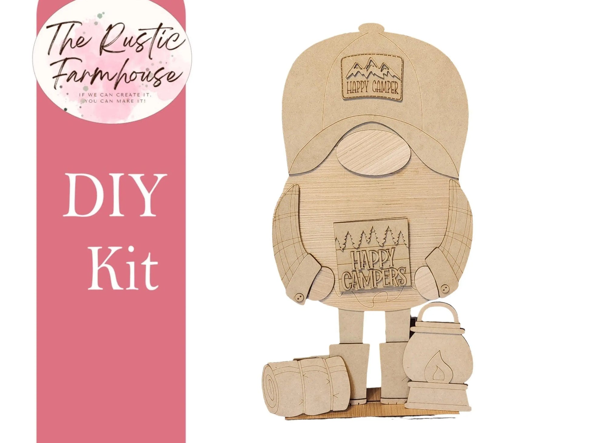 Interchangeable Standing Porch Gnome, Camping Add On for Gnomes, Farmhouse DIY Gnomes - RusticFarmhouseDecor