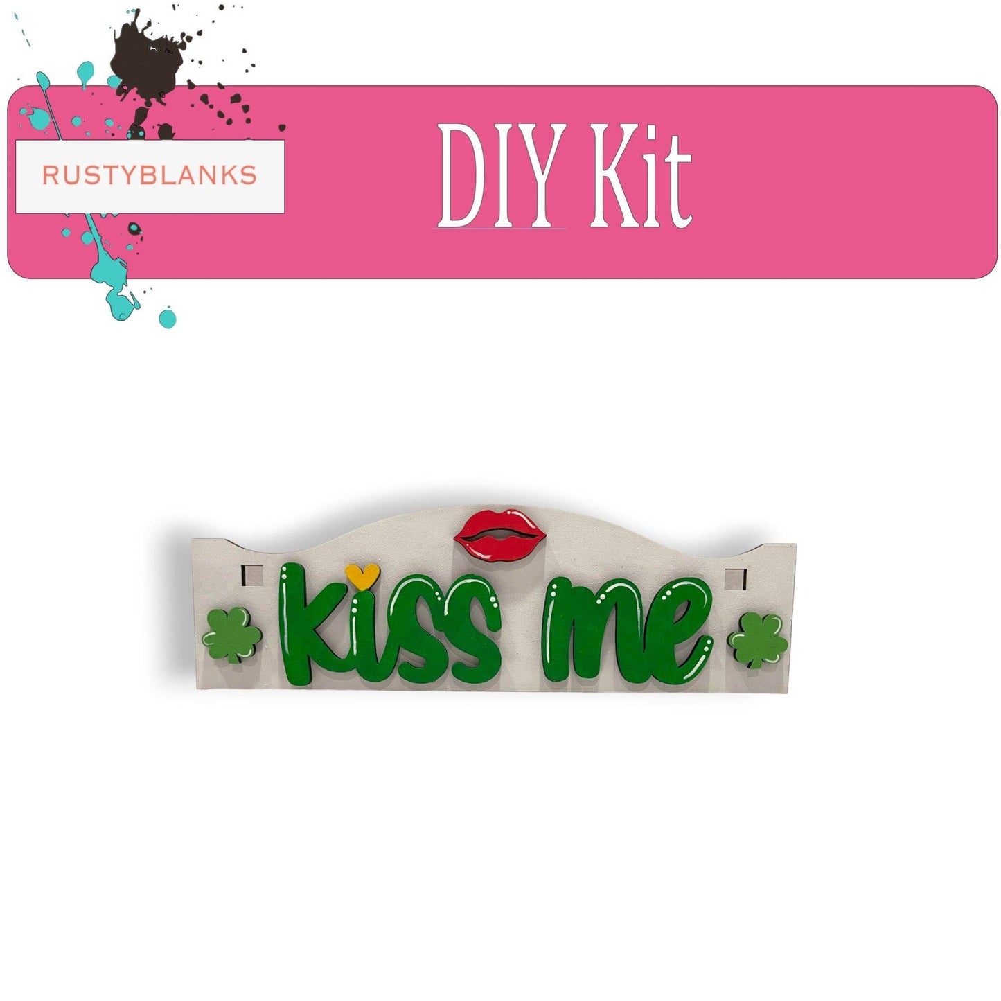 Kiss Me Lucky Charm St Pat's Interchangeable Inserts for our Window or House DIY Kit - RusticFarmhouseDecor