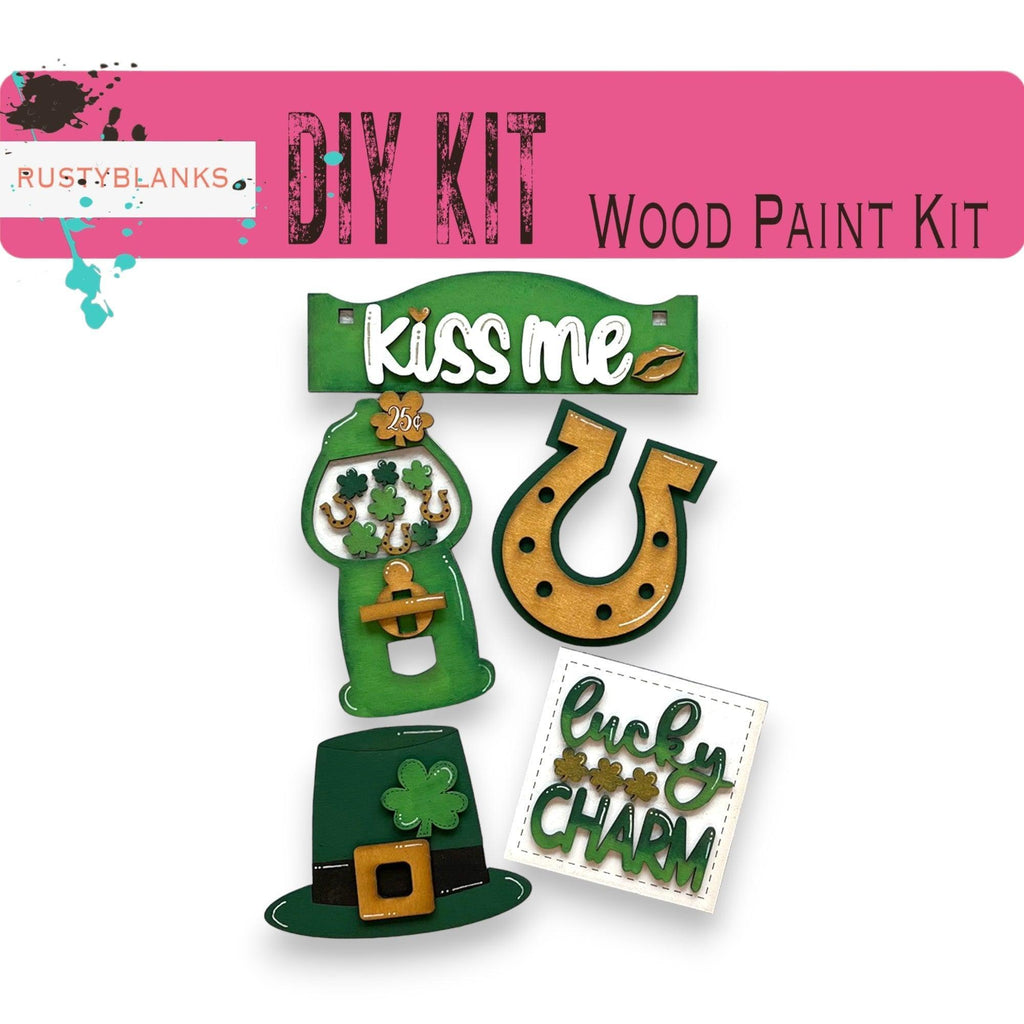 Kiss Me Lucky Charm St Pat's Interchangeable Inserts for our Window or House DIY Kit - RusticFarmhouseDecor