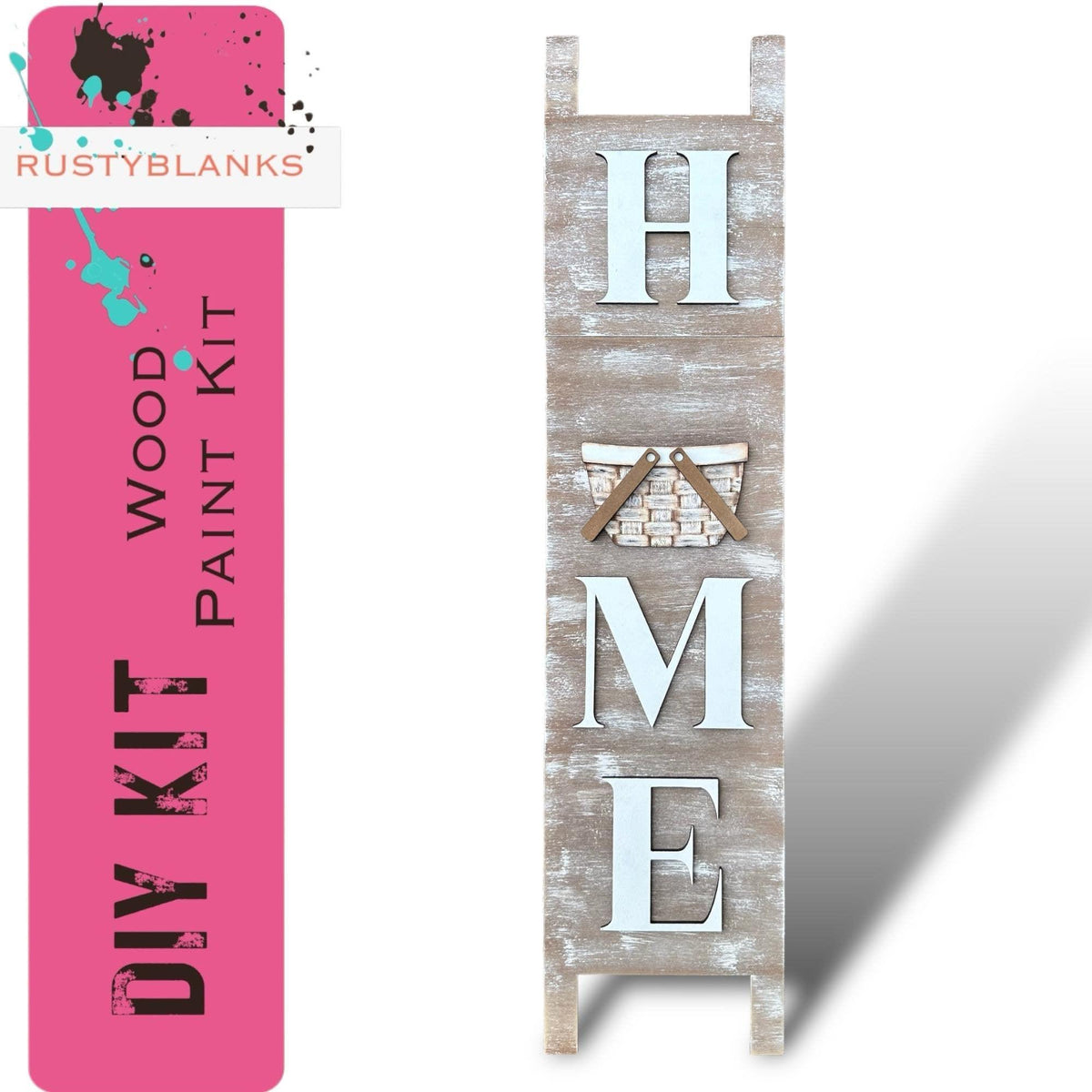 Leaning Ladder with interchangeable basket for inserts - RusticFarmhouseDecor
