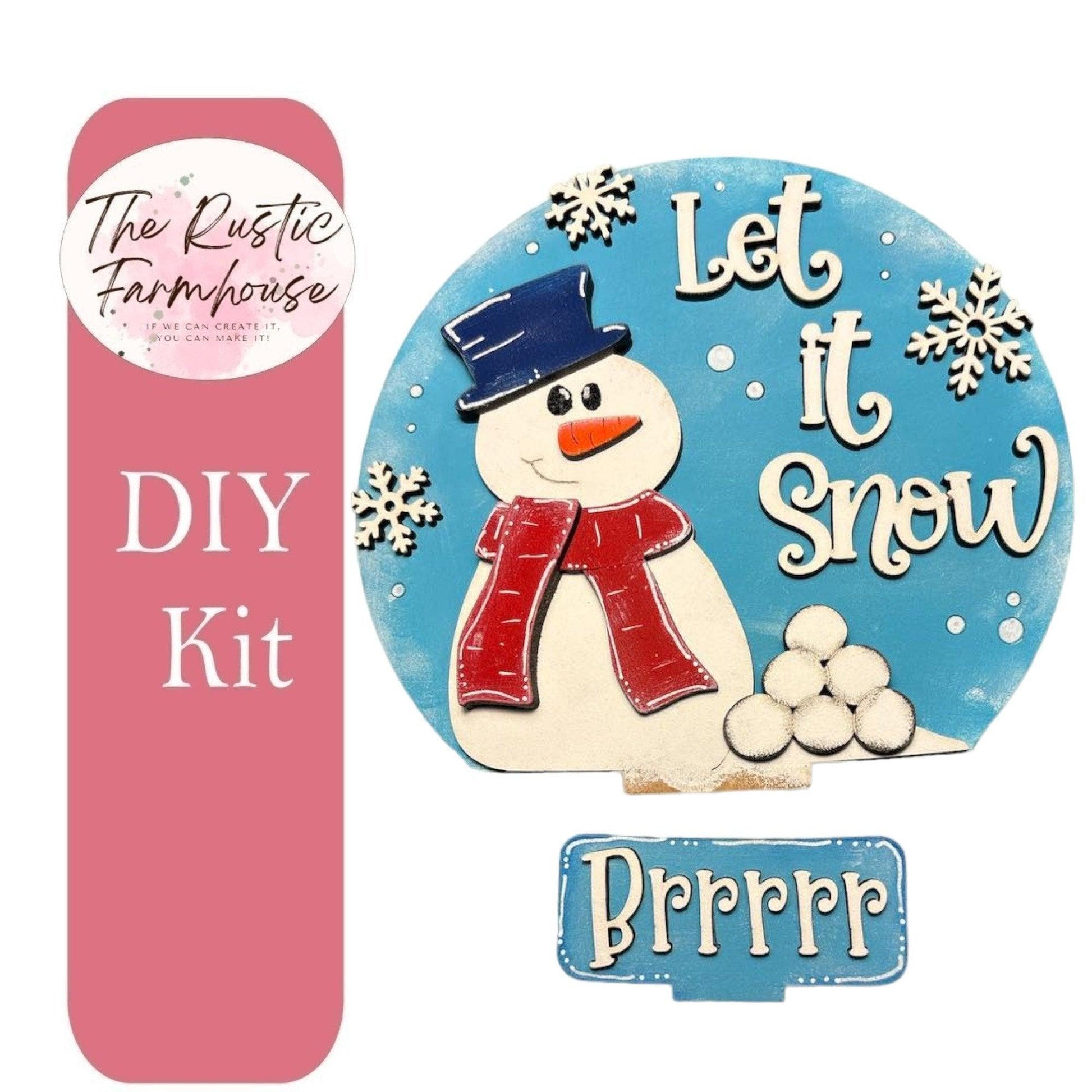 Let it Snow insert for Snow Globe DIY Interchangeable Decor Inserts- Wood Paint Kit - RusticFarmhouseDecor