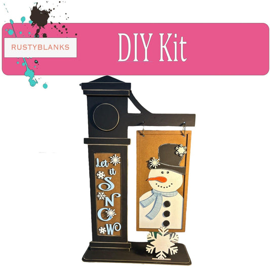 Let It Snow Inserts for post , Snowman Snowflake Insert for Mini Interchangeable Posts - RusticFarmhouseDecor