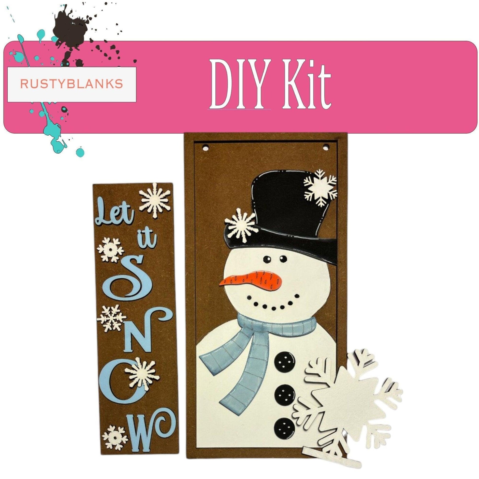 Let It Snow Inserts for post , Snowman Snowflake Insert for Mini Interchangeable Posts - RusticFarmhouseDecor