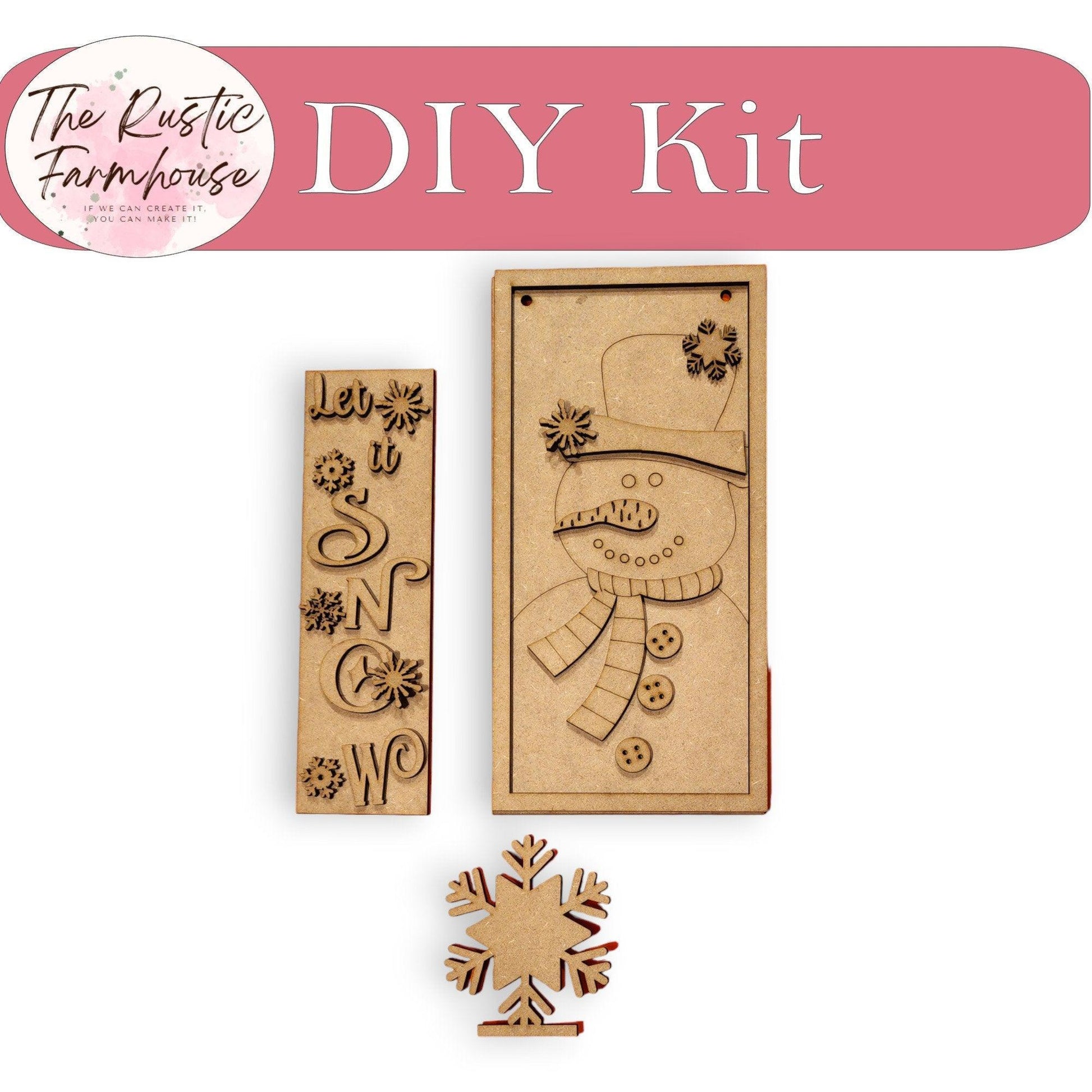 Let It Snow Inserts for post , Snowman Snowflake Insert for Mini Interchangeable Posts - RusticFarmhouseDecor