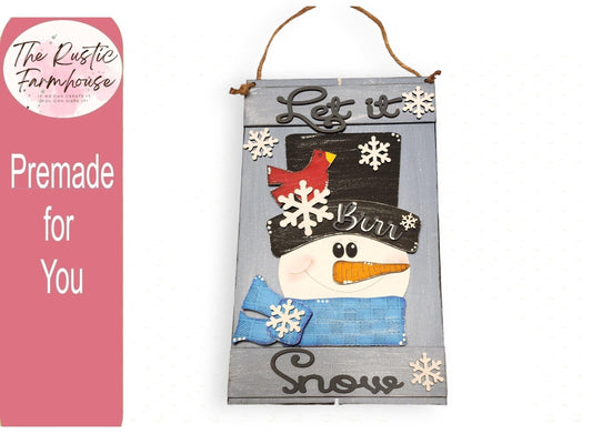 Let it Snow Snowman Pallet Door Hanger PREMADE For You - RusticFarmhouseDecor