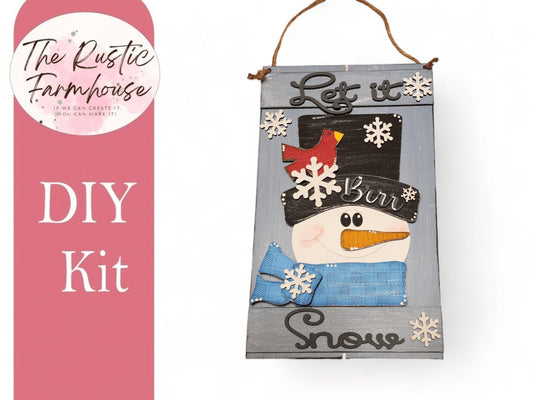 Let it Snow Snowman Pallet Door Hanger, Unfinished DIY Wood Kit, Blanks to Decorate Home Decor, DIY Door Hanger - RusticFarmhouseDecor