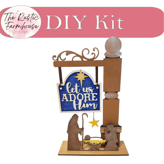 Let Us Adore Him Sign and insert for our Mini Interchangeable Posts - RusticFarmhouseDecor