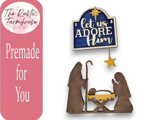 Let Us Adore Him Sign and insert for our Mini Interchangeable Posts - RusticFarmhouseDecor