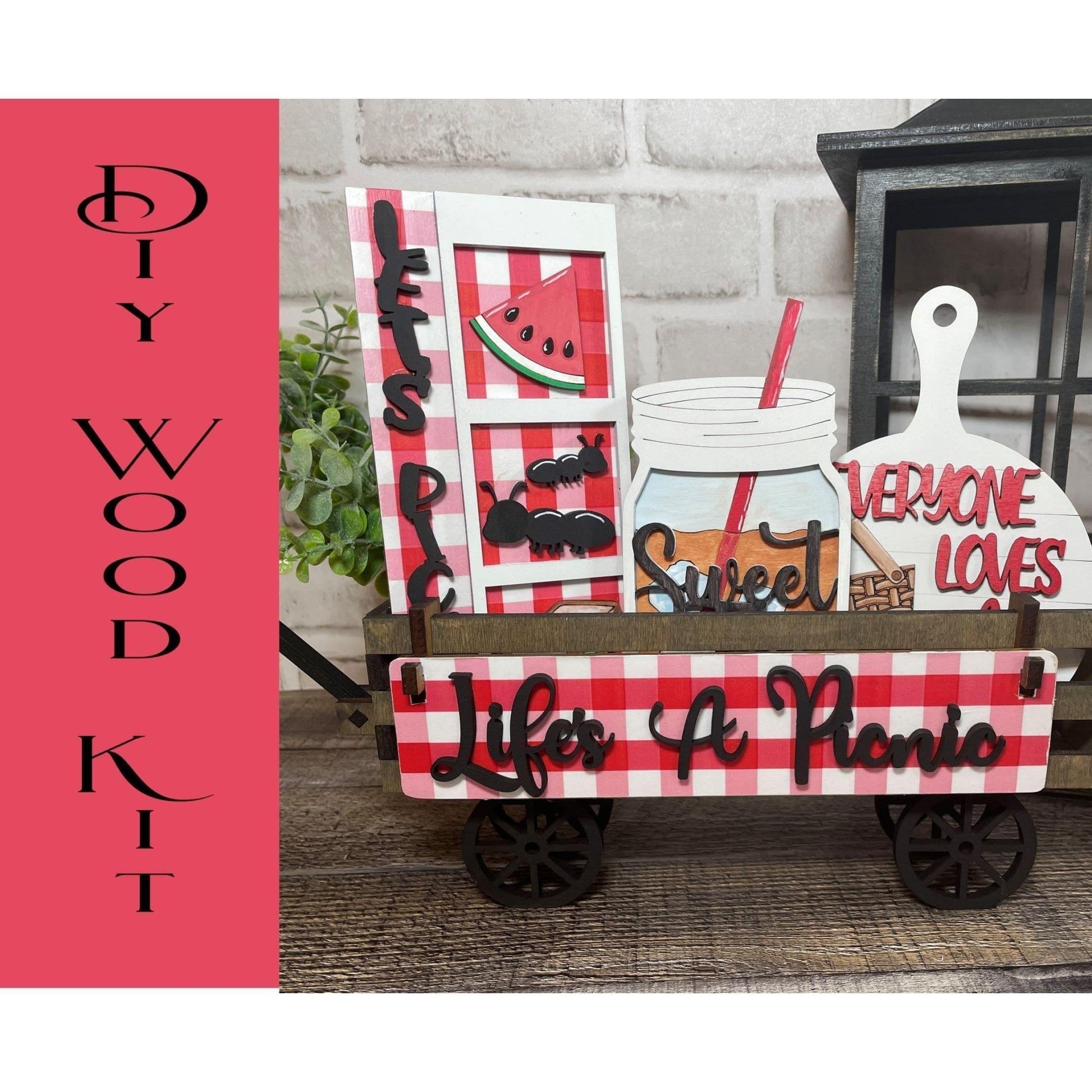 Lifes a Picnic Wagon Insert Set - RusticFarmhouseDecor