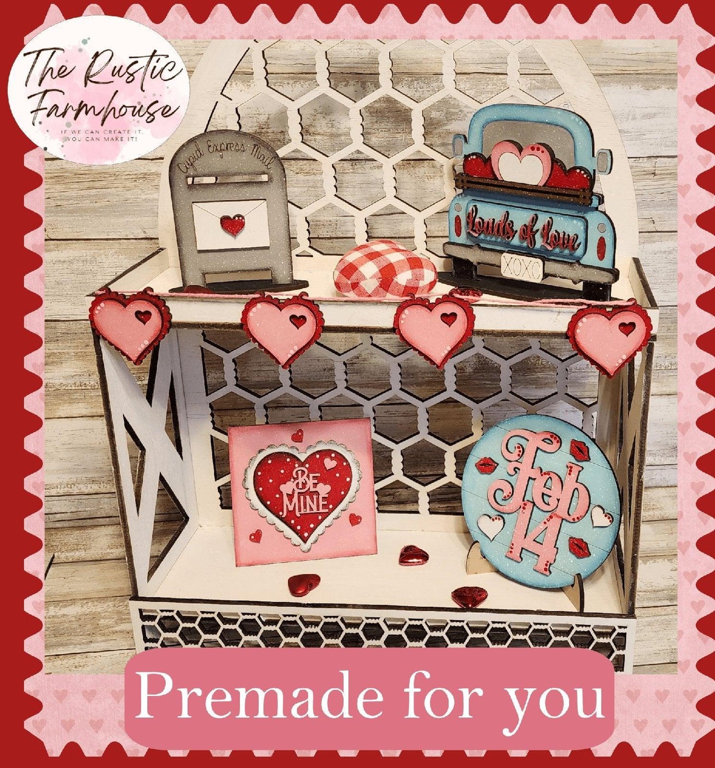 Loads of Love, Be Mine Valentines Tiered Tray Set , Tiered Tray, Shelf Sitter - RusticFarmhouseDecor