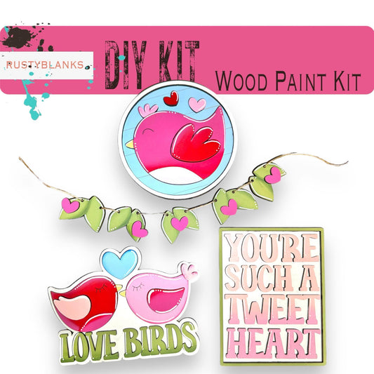 Love Birds Valentines Tiered Tray Set , DIY Tiered Tray, Shelf Sitter - RusticFarmhouseDecor
