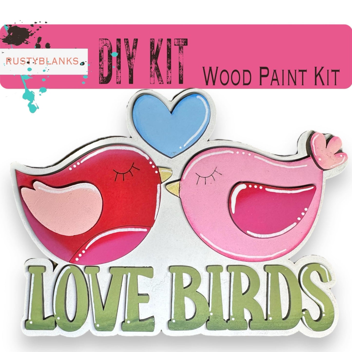 Love Birds Valentines Tiered Tray Set , DIY Tiered Tray, Shelf Sitter - RusticFarmhouseDecor