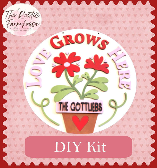 Love Grows Here Valentines Door Hanger DIY - RusticFarmhouseDecor