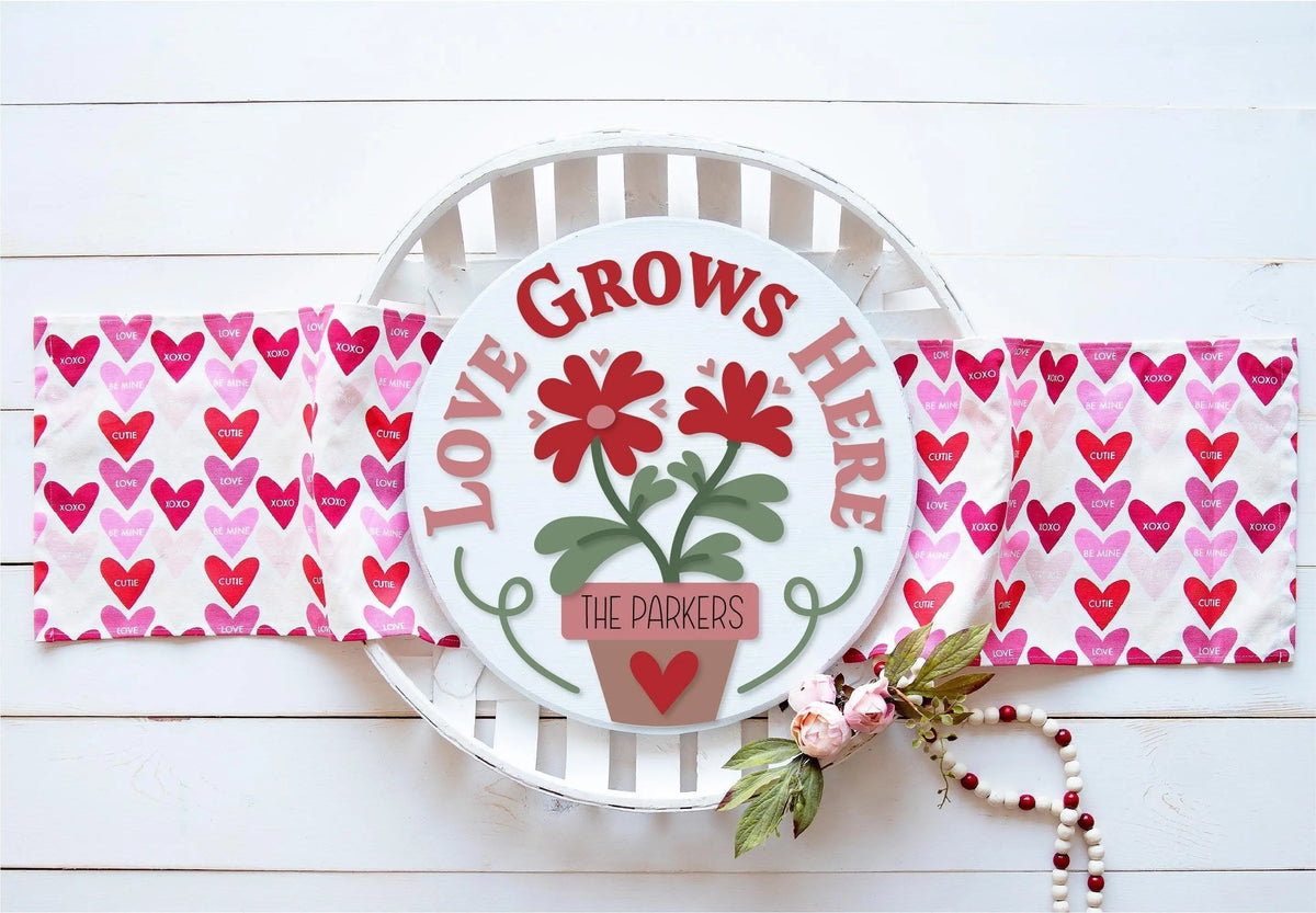 Love Grows Here Valentines Door Hanger DIY - RusticFarmhouseDecor