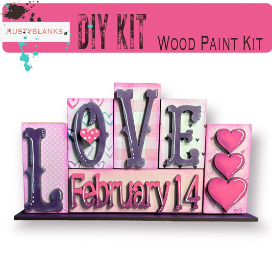 Love Valentines Day Block Shelf Sitter , DIY Holiday Decor - RusticFarmhouseDecor