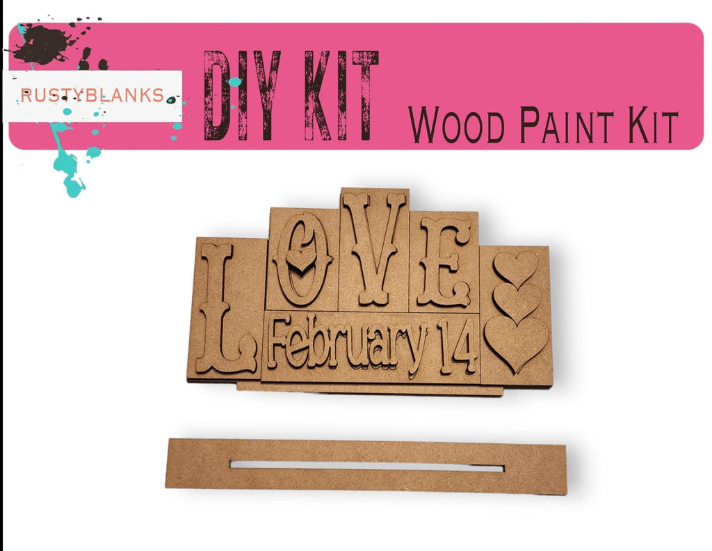 Love Valentines Day Block Shelf Sitter , DIY Holiday Decor - RusticFarmhouseDecor