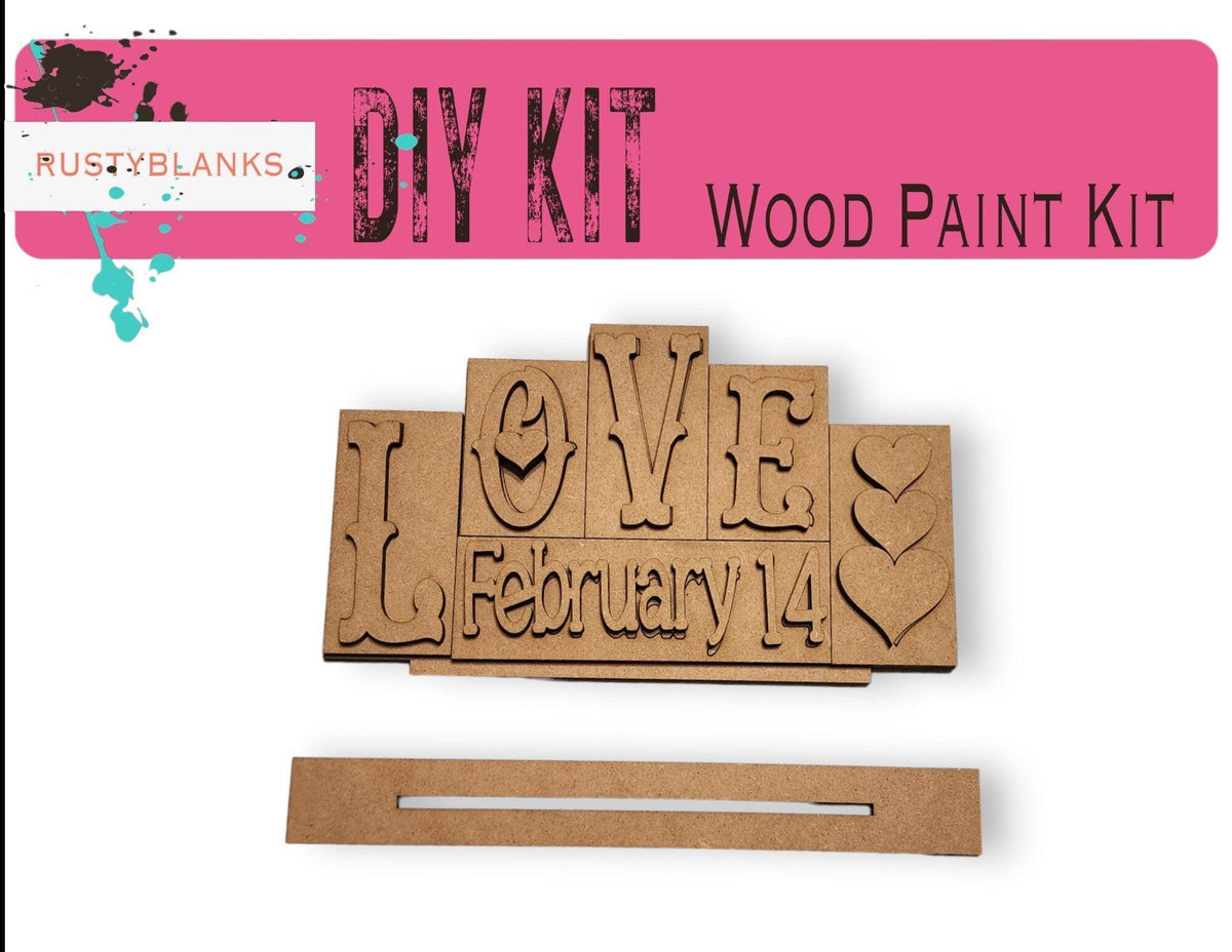 Love Valentines Day Block Shelf Sitter , DIY Holiday Decor - RusticFarmhouseDecor