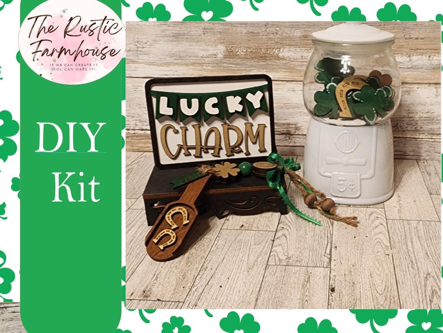 Lucky Charm Sign, filler and scoop Tiered Tray Set - DIY - RusticFarmhouseDecor