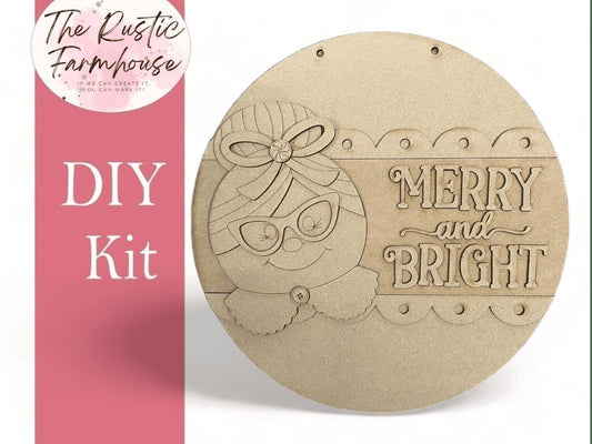 Merry & Bright DIY Christmas Door Hanger Mrs Claus DIY Sign - RusticFarmhouseDecor