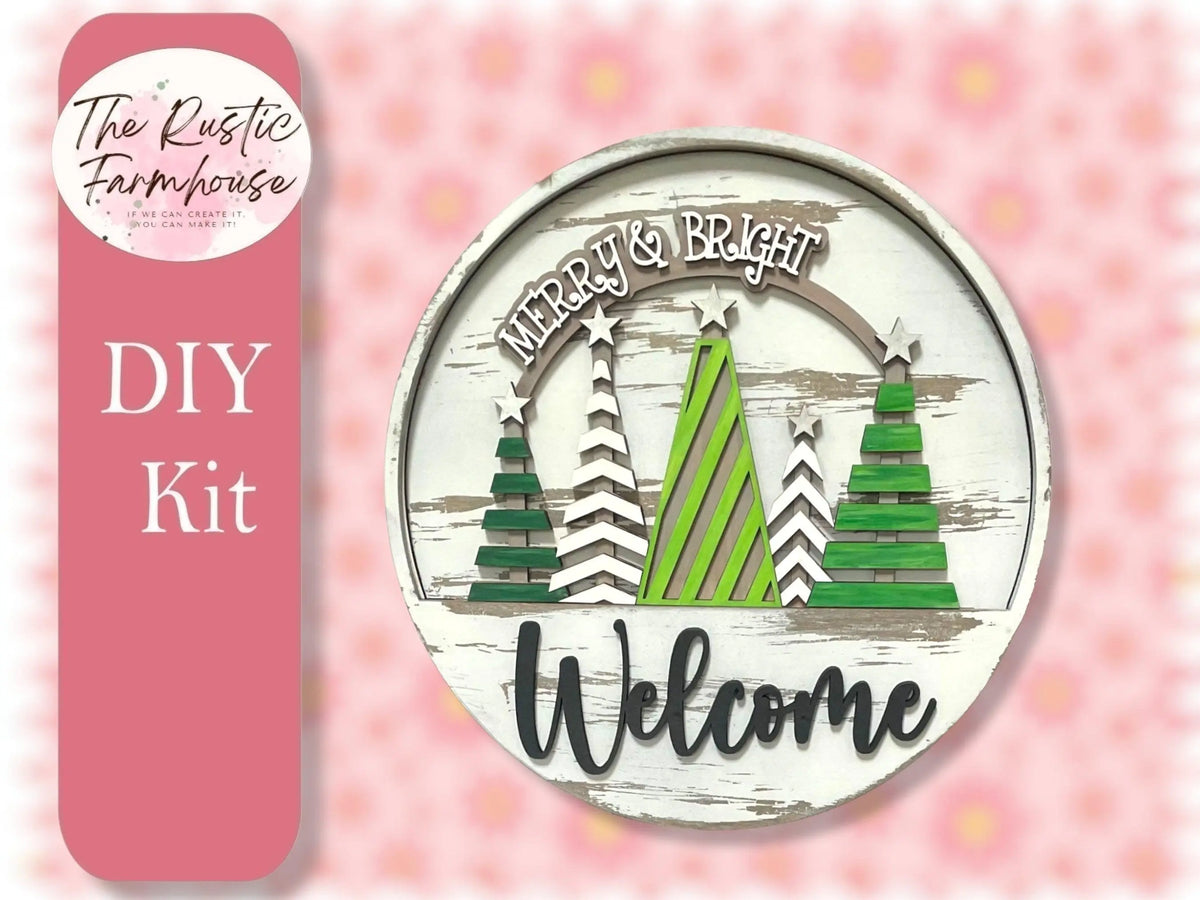 Merry & Bright for Welcome sign, DIY Door decor, 11 inch Door hanger, DIY Interchangeable door hanger insert, Welcome Door Hanger - RusticFarmhouseDecor