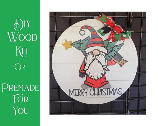 Merry Christmas Gnome and Tree Door Hanger - RusticFarmhouseDecor