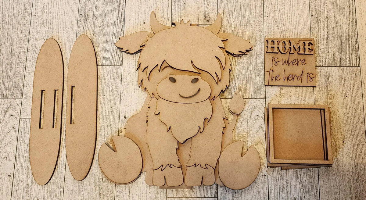 MINI Standing Highland Cow Interchangeable Tile Holder - RusticFarmhouseDecor