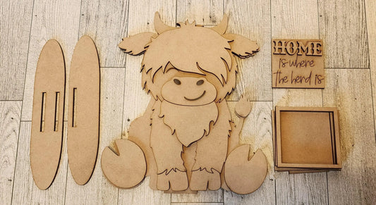 MINI Standing Highland Cow Interchangeable Tile Holder - RusticFarmhouseDecor