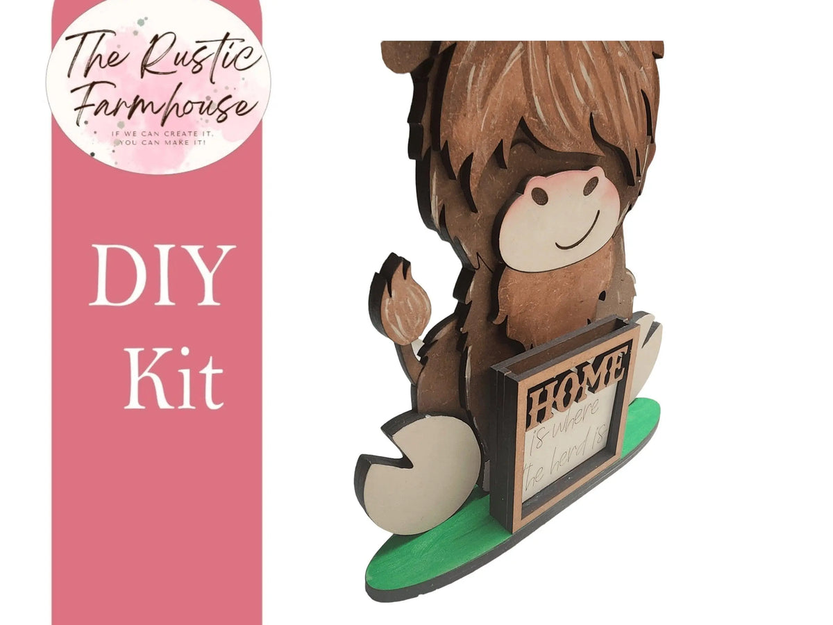 MINI Standing Highland Cow Interchangeable Tile Holder - RusticFarmhouseDecor