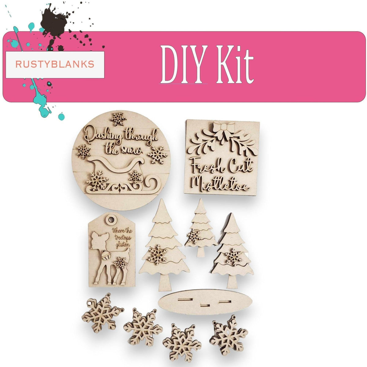 Mistletoe Tiered Tray Set , DIY Tiered Tray, Shelf Sitter - RusticFarmhouseDecor