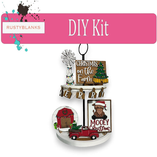 Mooey Christmas DIY Tiered Tray Set, Holiday Decor - RusticFarmhouseDecor