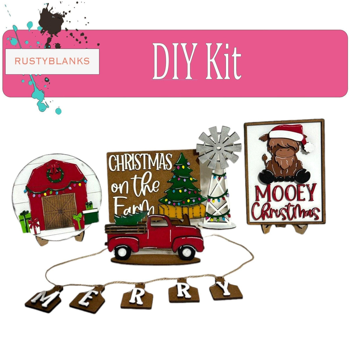 Mooey Christmas DIY Tiered Tray Set, Holiday Decor - RusticFarmhouseDecor