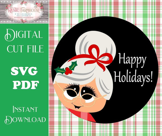 Mrs. Claus Christmas Door Hanger SVG - RusticFarmhouseDecor