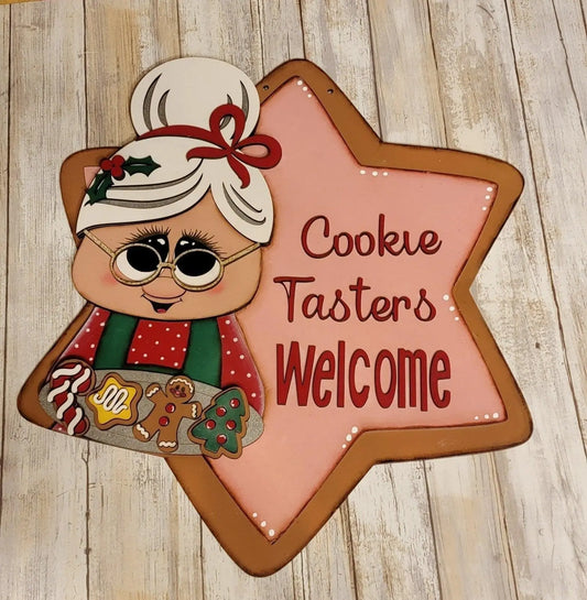 Mrs Claus Cookie Tasters Welcome Christmas Front Door Hanger SVG Cut File - RusticFarmhouseDecor