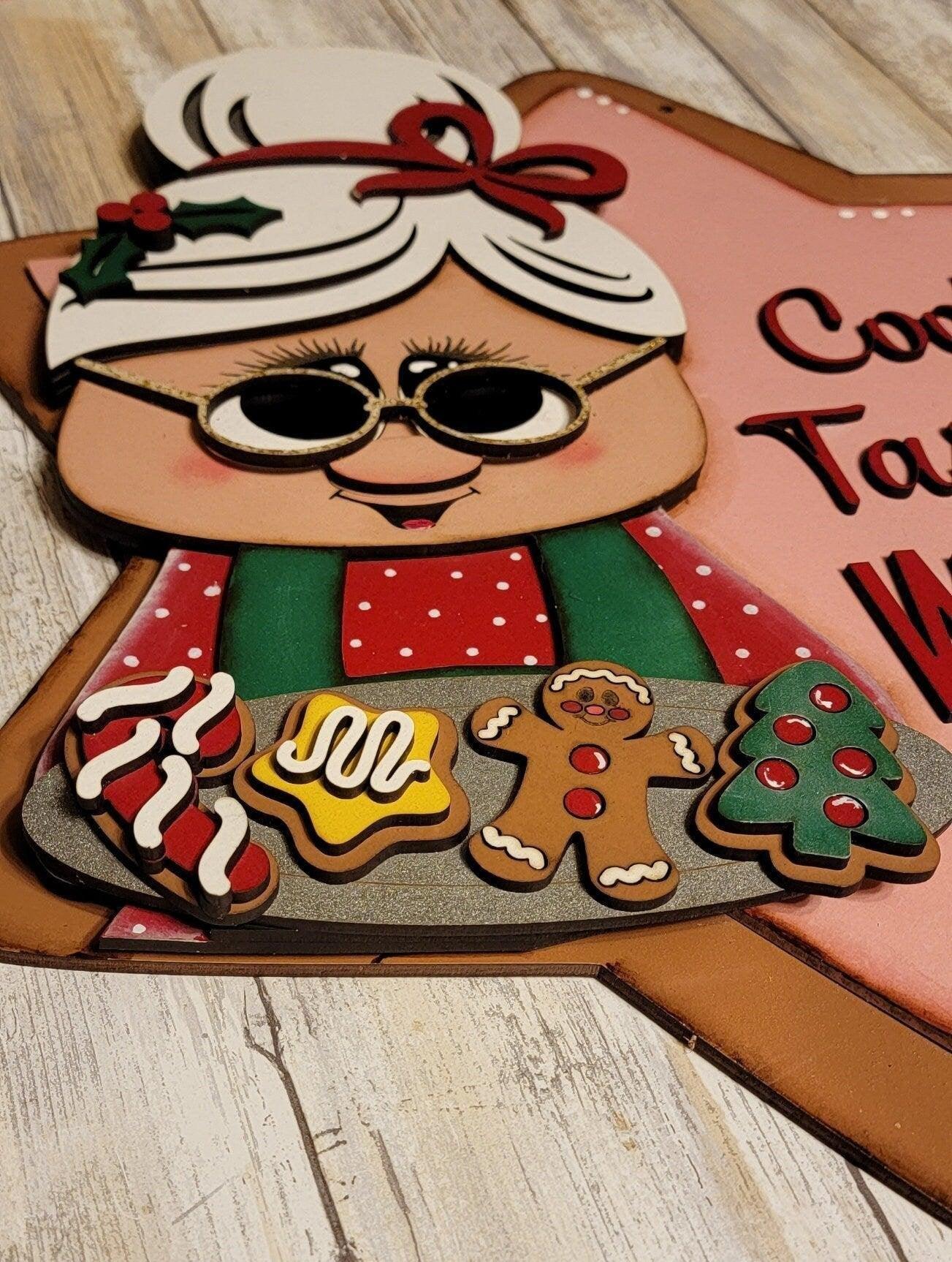 Mrs Claus Cookie Tasters Welcome Christmas Front Door Hanger SVG Cut File - RusticFarmhouseDecor