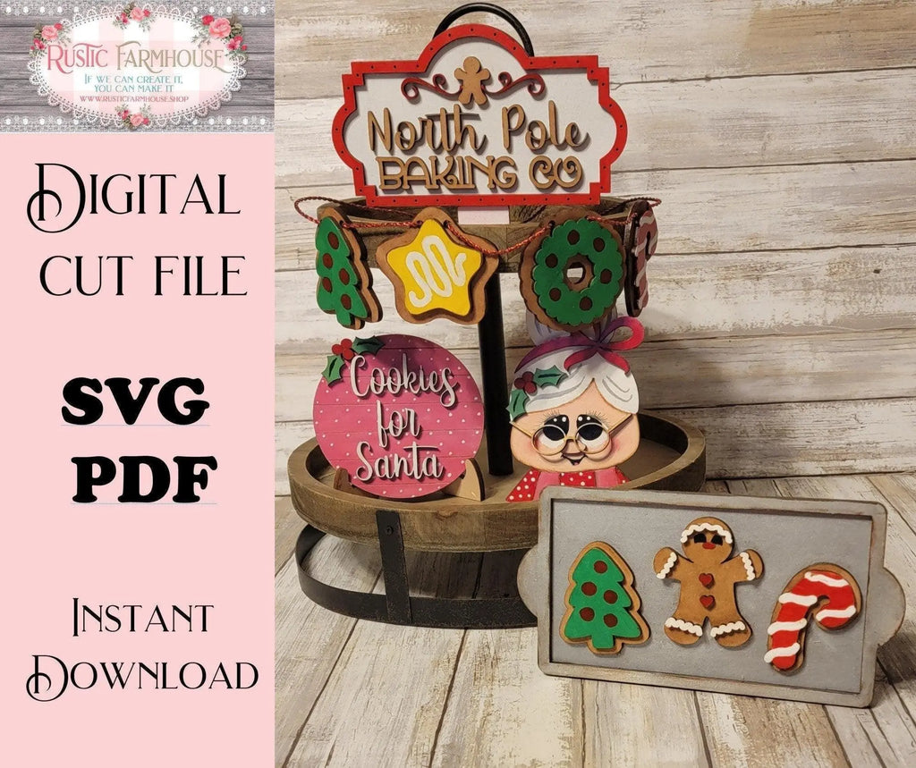 Mrs. Santa Claus North Pole Bakery SVG Laser Cut File Glowforge - RusticFarmhouseDecor